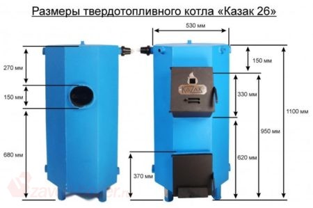 Размеры твердотопливного котла